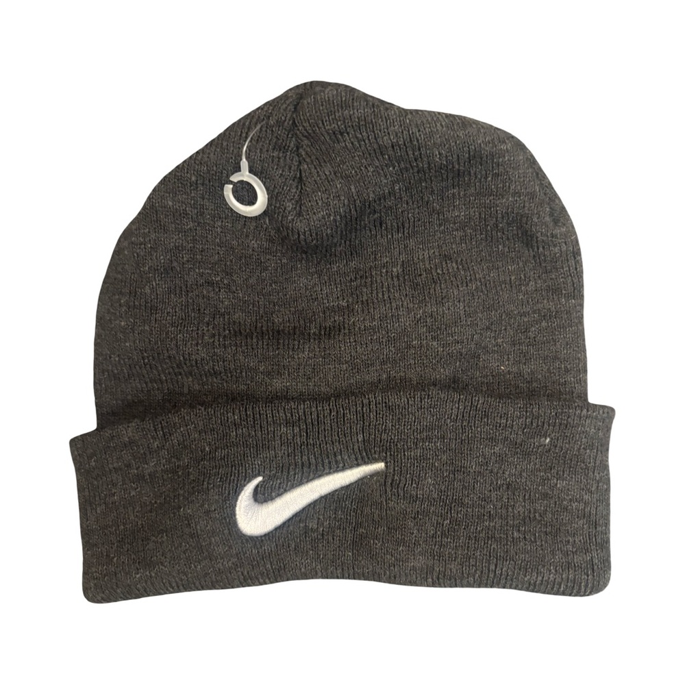 Nike Unisex Streetwear Charcoal Gray Knit Embroidered Beanie